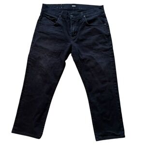Hudson Blake Slim Straight Jeans Black Denim‎ Size 34 Cropped Hem